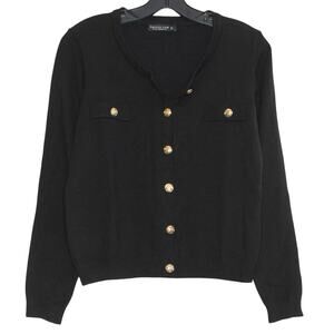 NWT Emerson Lang Cardigan Sweater Preppy Academia Retro Button Up Black Large